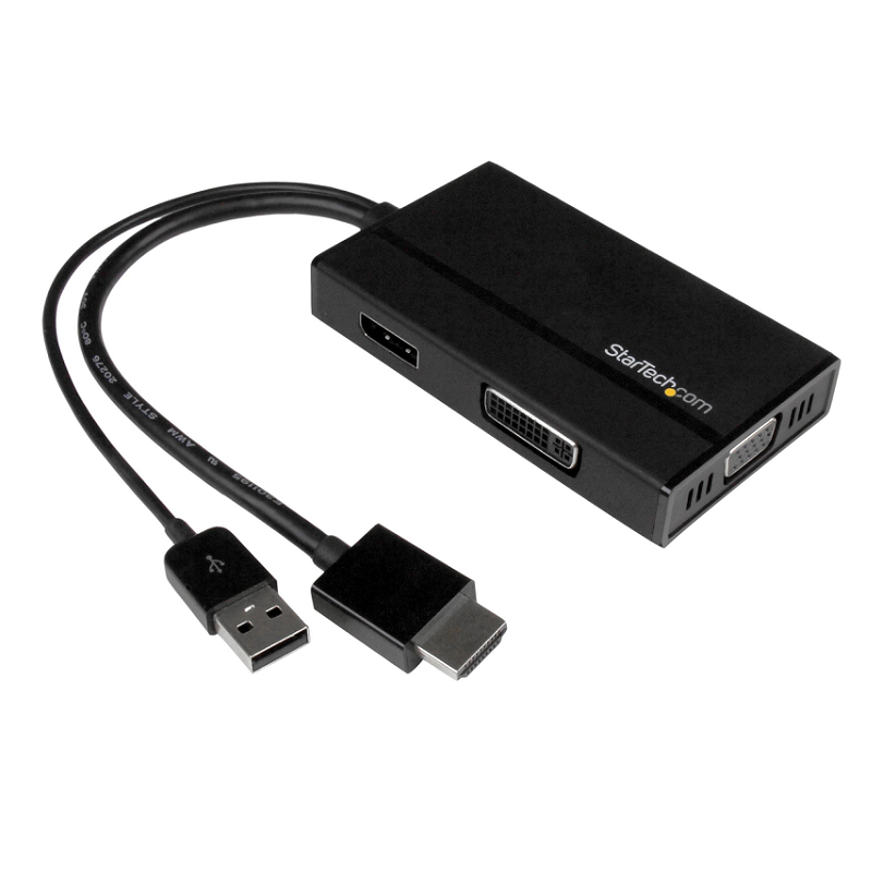StarTech HD2DPVGADVI Travel A/V Adapter: 3-in-1 HDMI to DP, VGA or DVI - 1920 x 1200